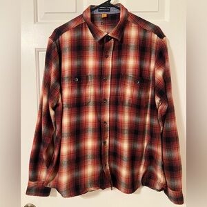 Tailor Vintage Men’s Red and Black Plaid Button Down Shirt
